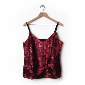 White House Black Market Red and Black Blouse